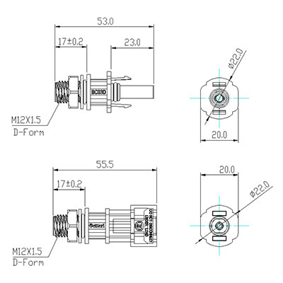 Conector MC4 BC03D (par hembra-macho)