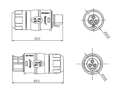 Conector MC4 circular BC01 (3-pin)