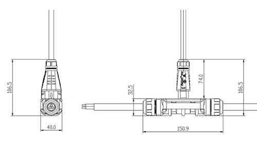 Conector MC4 circular BC05 para micro-inversor (3-pin)